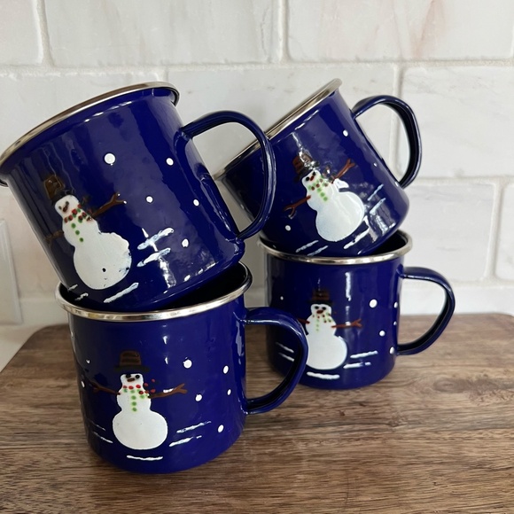 Vintage The Golden Rabbit II 1997 Denise S. Harvey Blue Snowman Enamelware Lot - Picture 5 of 8